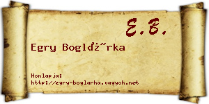 Egry Boglárka névjegykártya